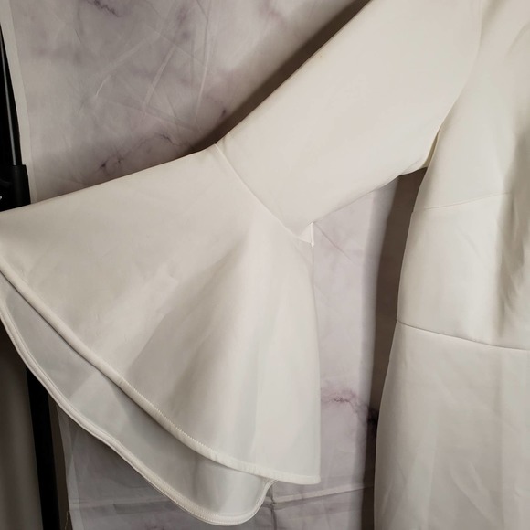 ELOQUII White Mock Neck Flare Sleeves Midi Dress 20 - Picture 4 of 11